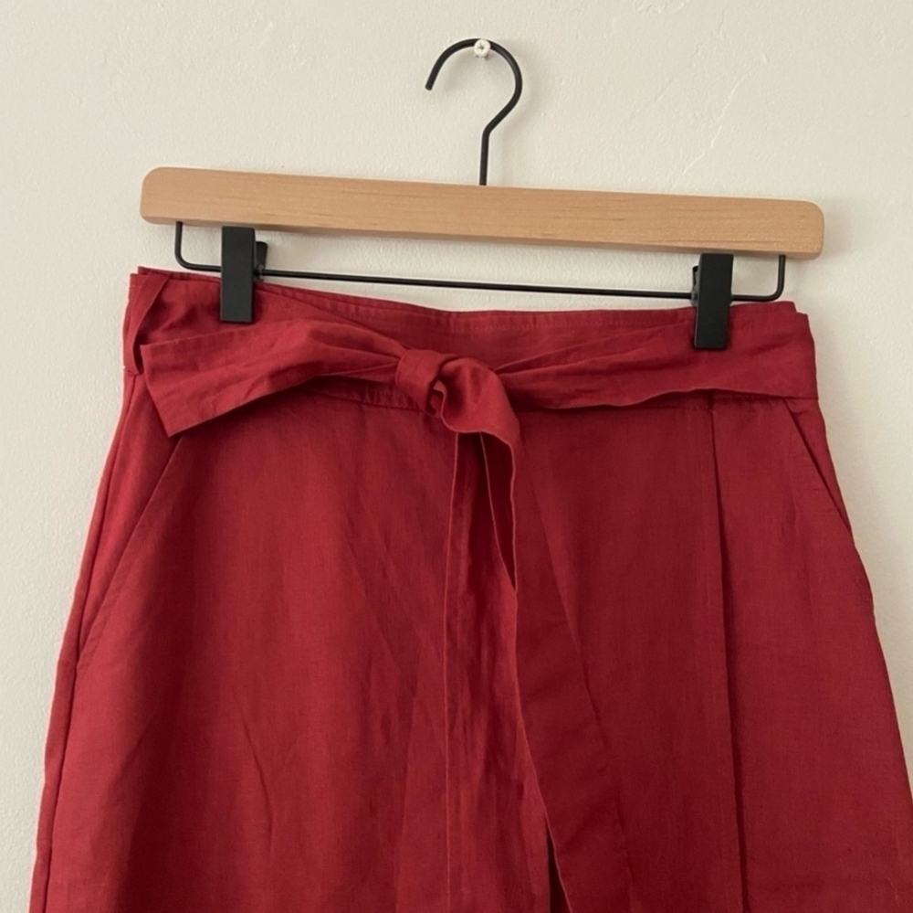 Gap Womens Linen & Cotton Red Paperbag Tie Waist Midi Skirt Size XS - Picture 3 of 6